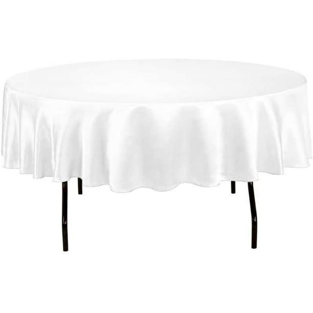 OWS 54 Inch White Round Polyester Table Cloth Table CoverWedding Party Event 1 Pc 